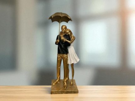 Romantic Umbrella Couple Sculpture